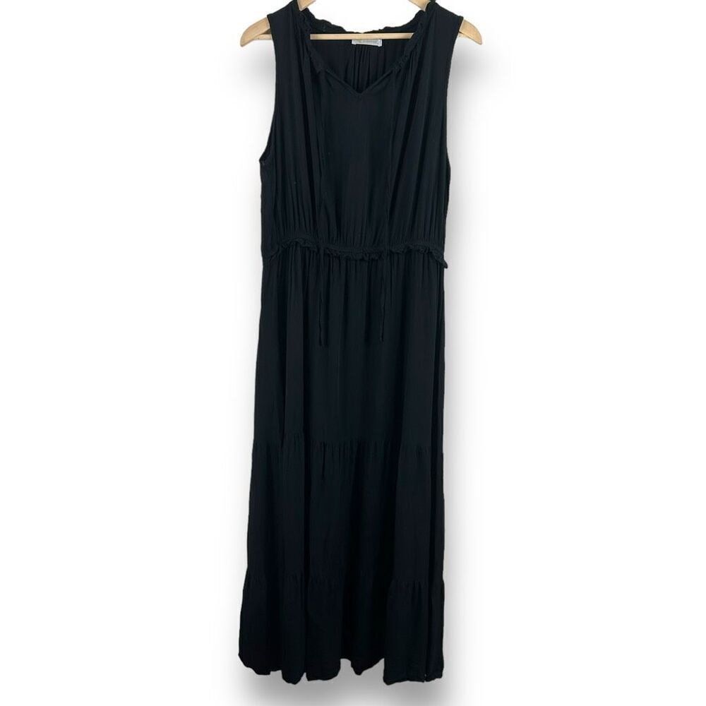 Kirundo Women's XL Sleeveless Blouson Maxi Dress Solid Black Casual Summer Basic